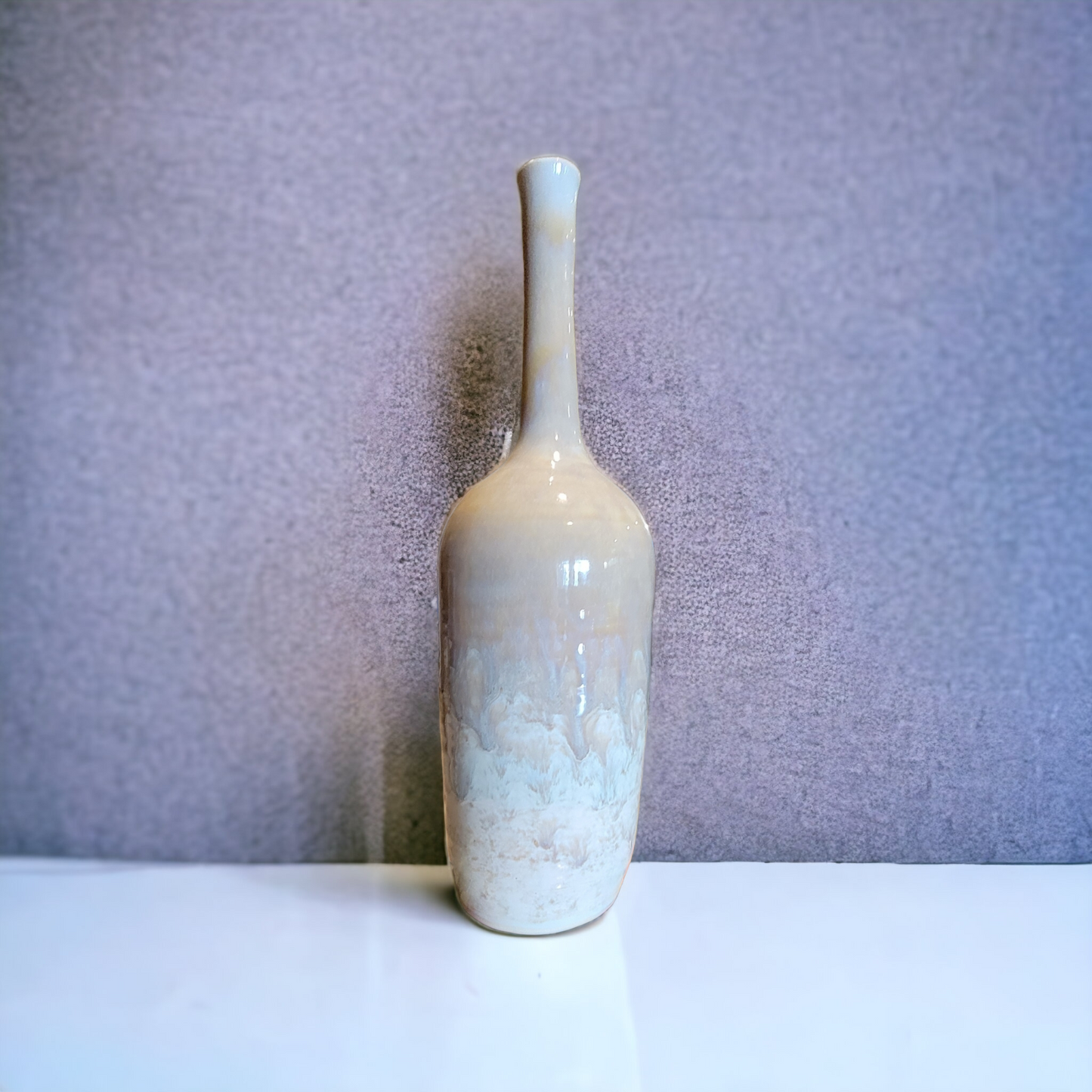 Porcelain Ombre Cream and white long necked bottle - #6