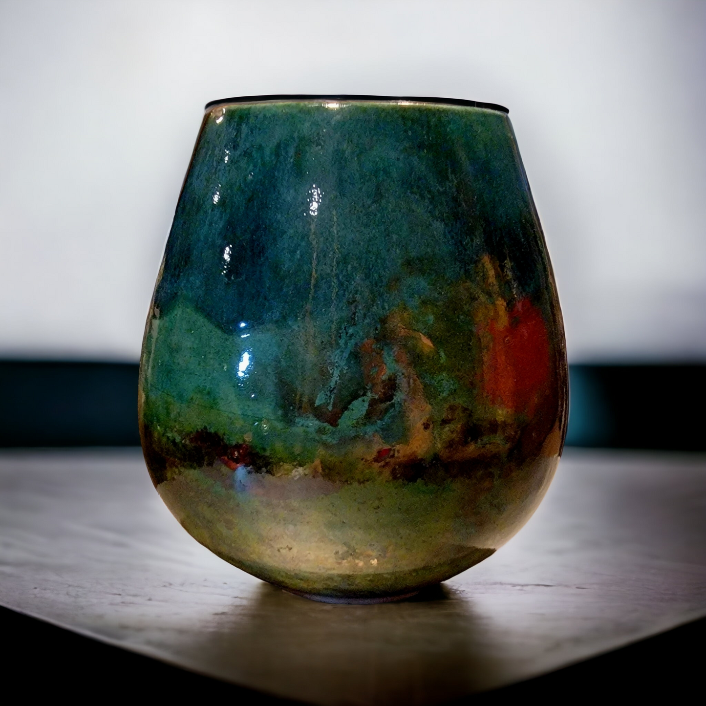 Raku tear-drop vase. - #16