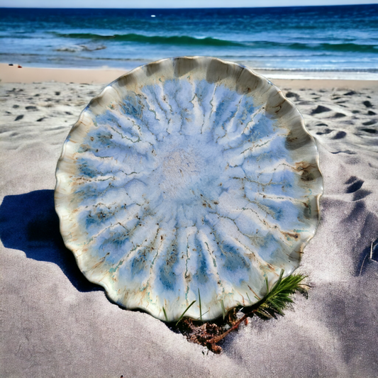 Ocean Blue Marbled Plate - #86 - SOLD