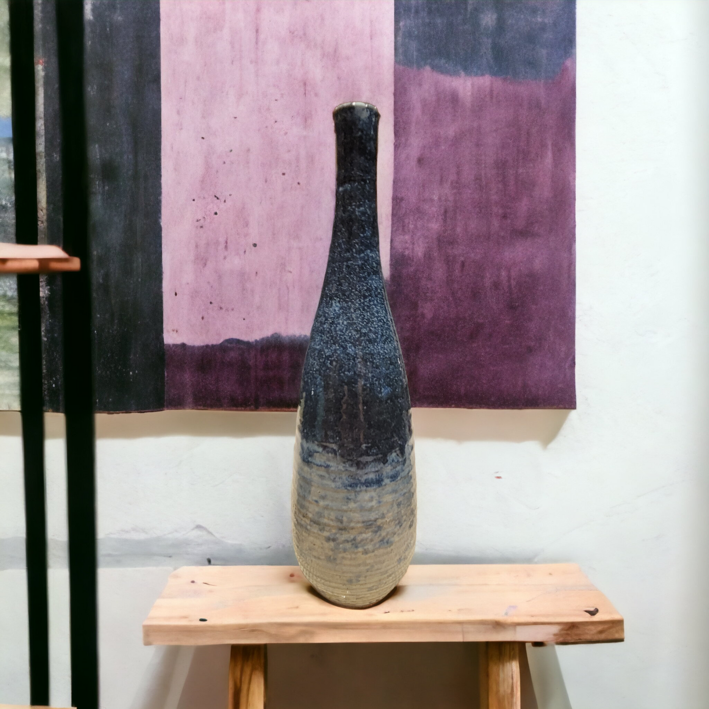SOLD Tall Ringed and variegated Vase - #43