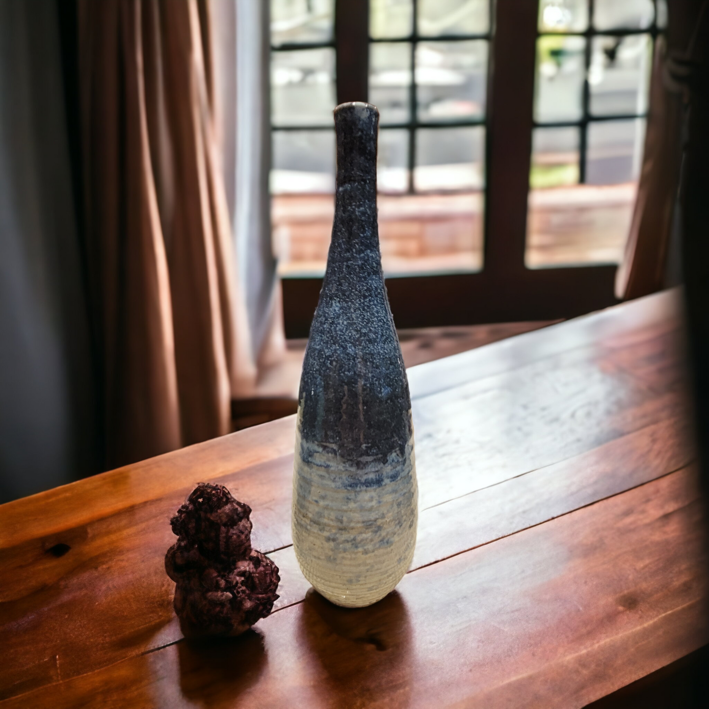 SOLD Tall Ringed and variegated Vase - #43