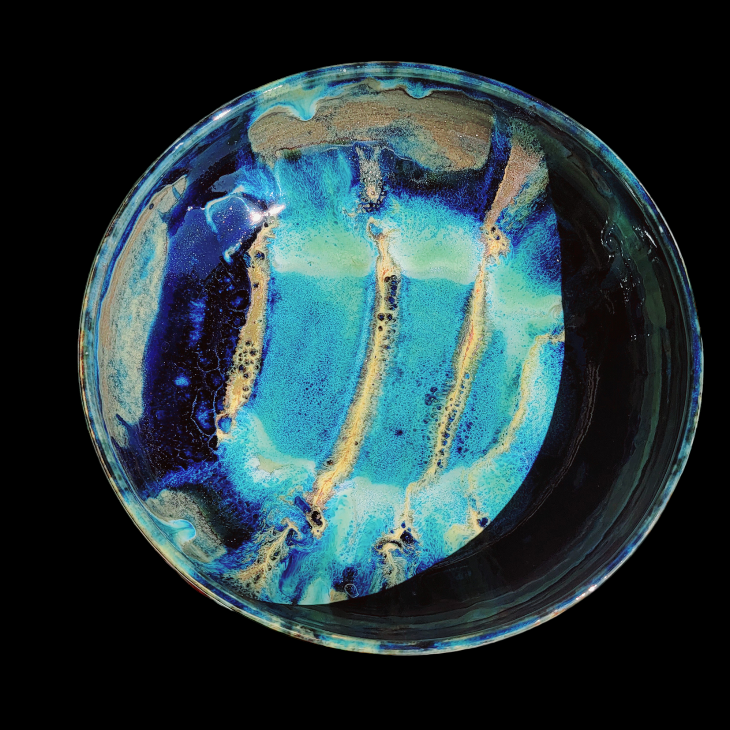 Medium multi colored shallow bowl. Perfect for noodles, salads, etc.