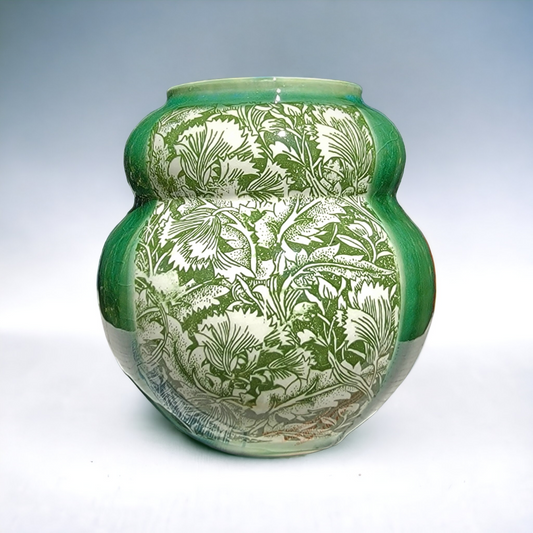 SOLD - Porcelain Floral Celedon Vase - #97