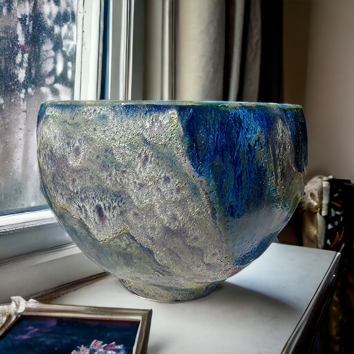 Large Ocean Waves Textured Display Bowl - #78