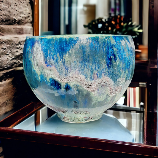 Large Ocean Waves Textured Display Bowl - #78