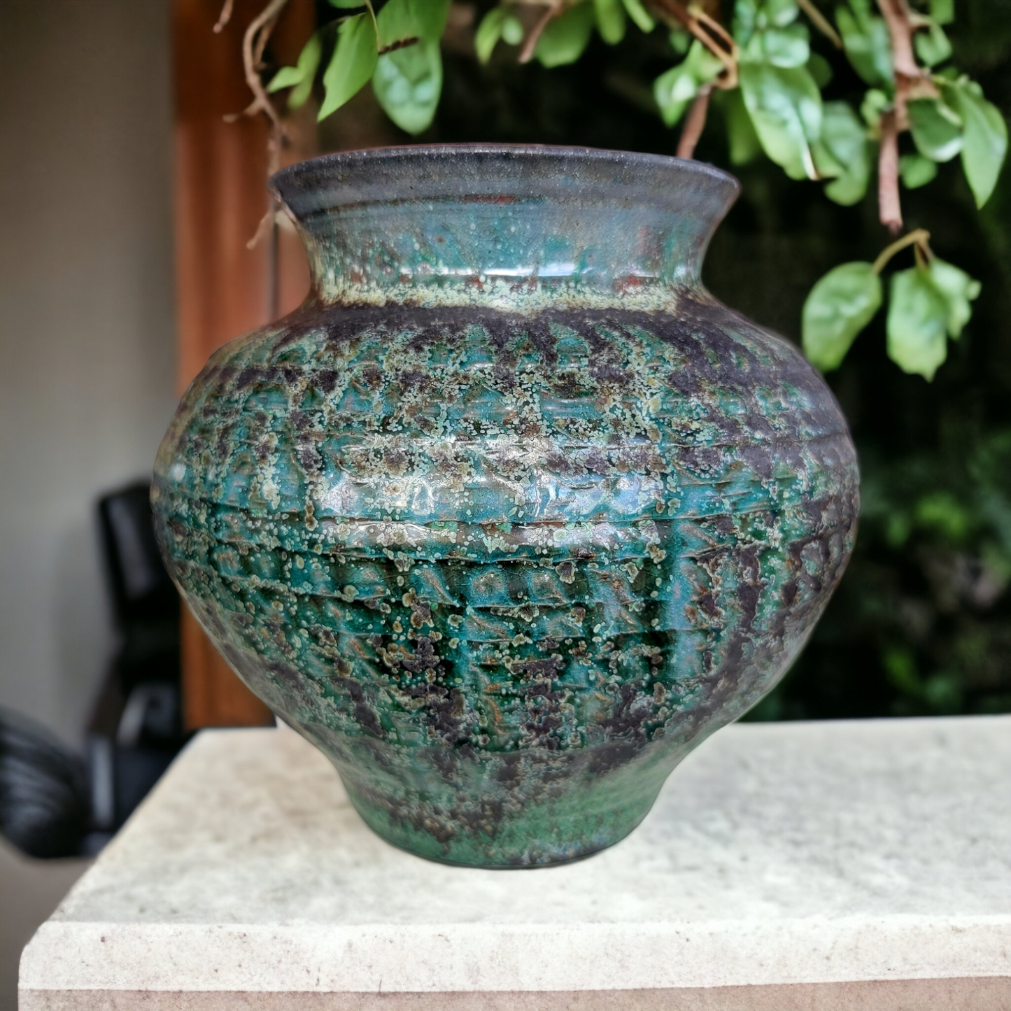 Wood-fired chattered Vase - #109