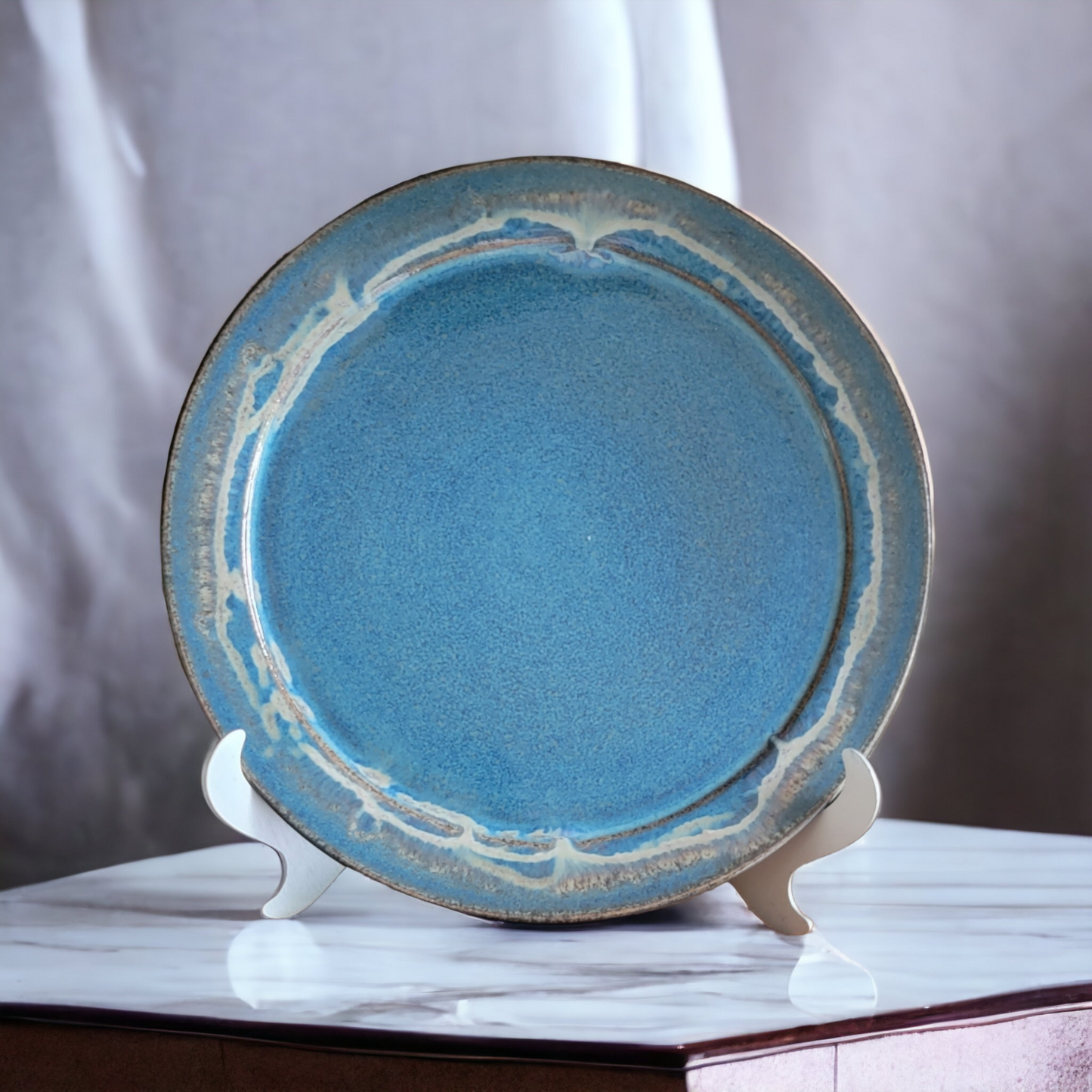 Peacock Blue Ceramic Plate - #54