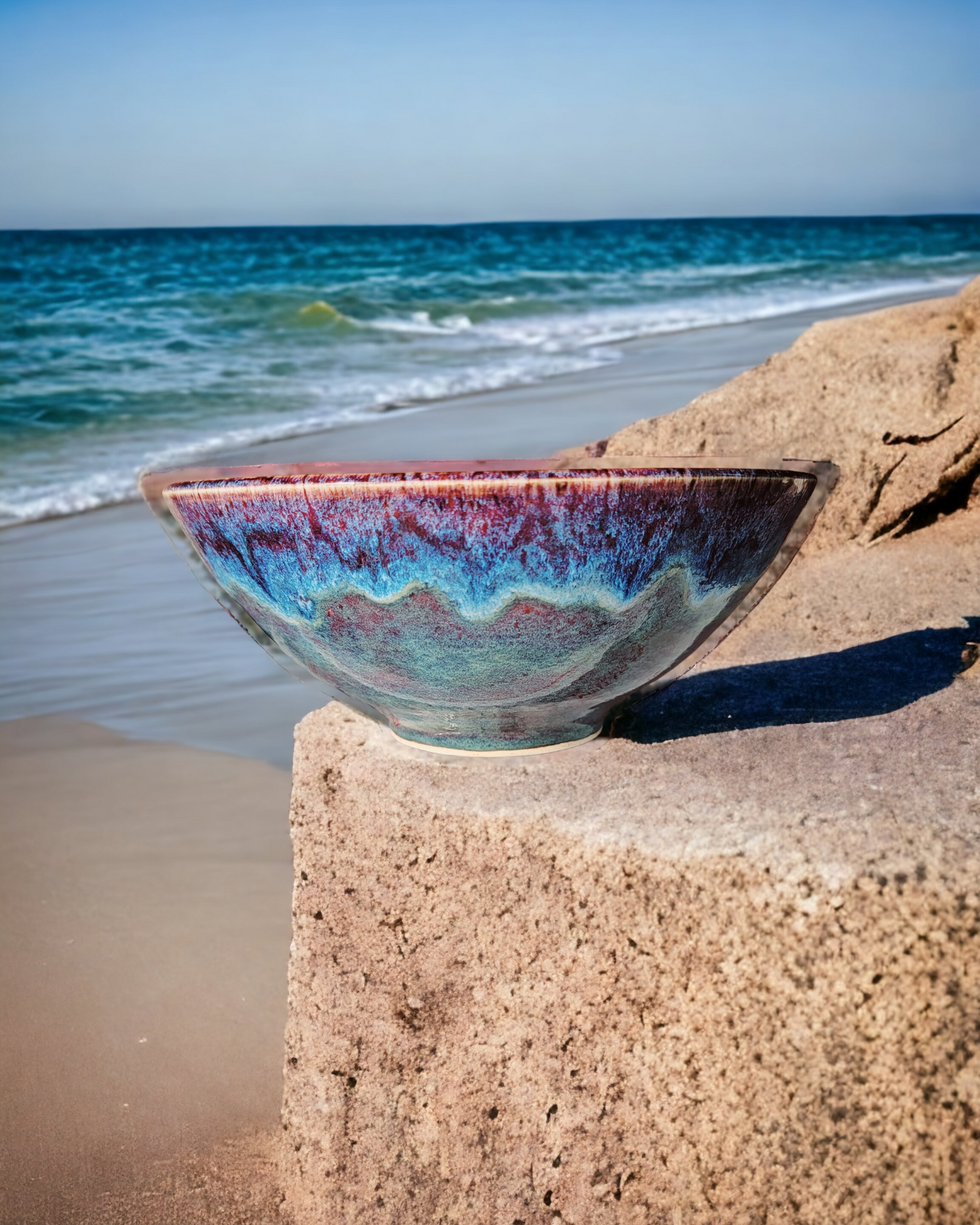 Beautiful Iridescent Indigo and Plum Serving Bowl