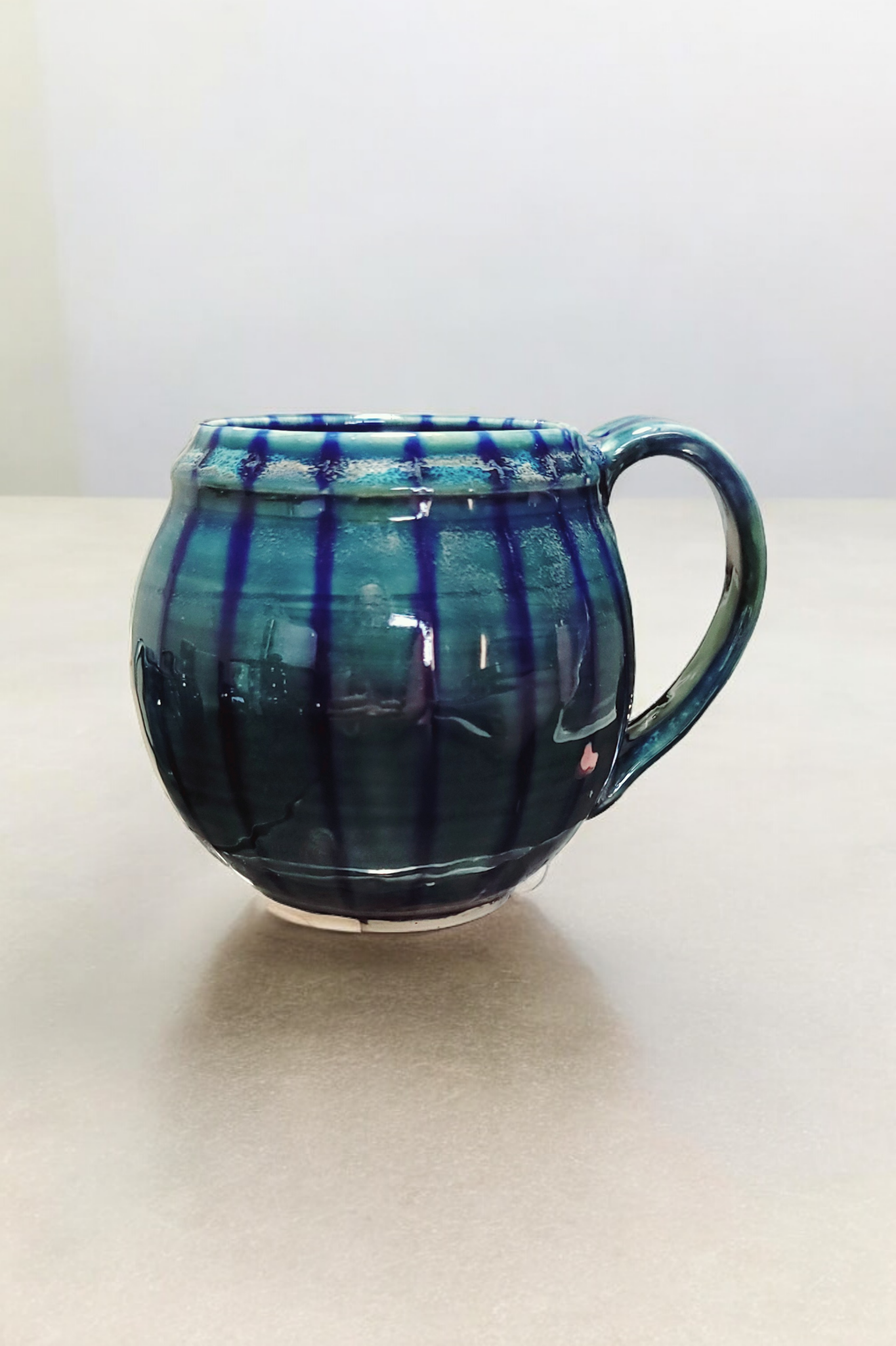 Large Colbalt Pin-Striped Globe Mugs