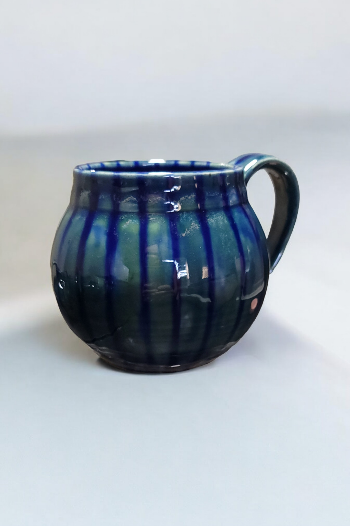 Large Colbalt Pin-Striped Globe Mugs