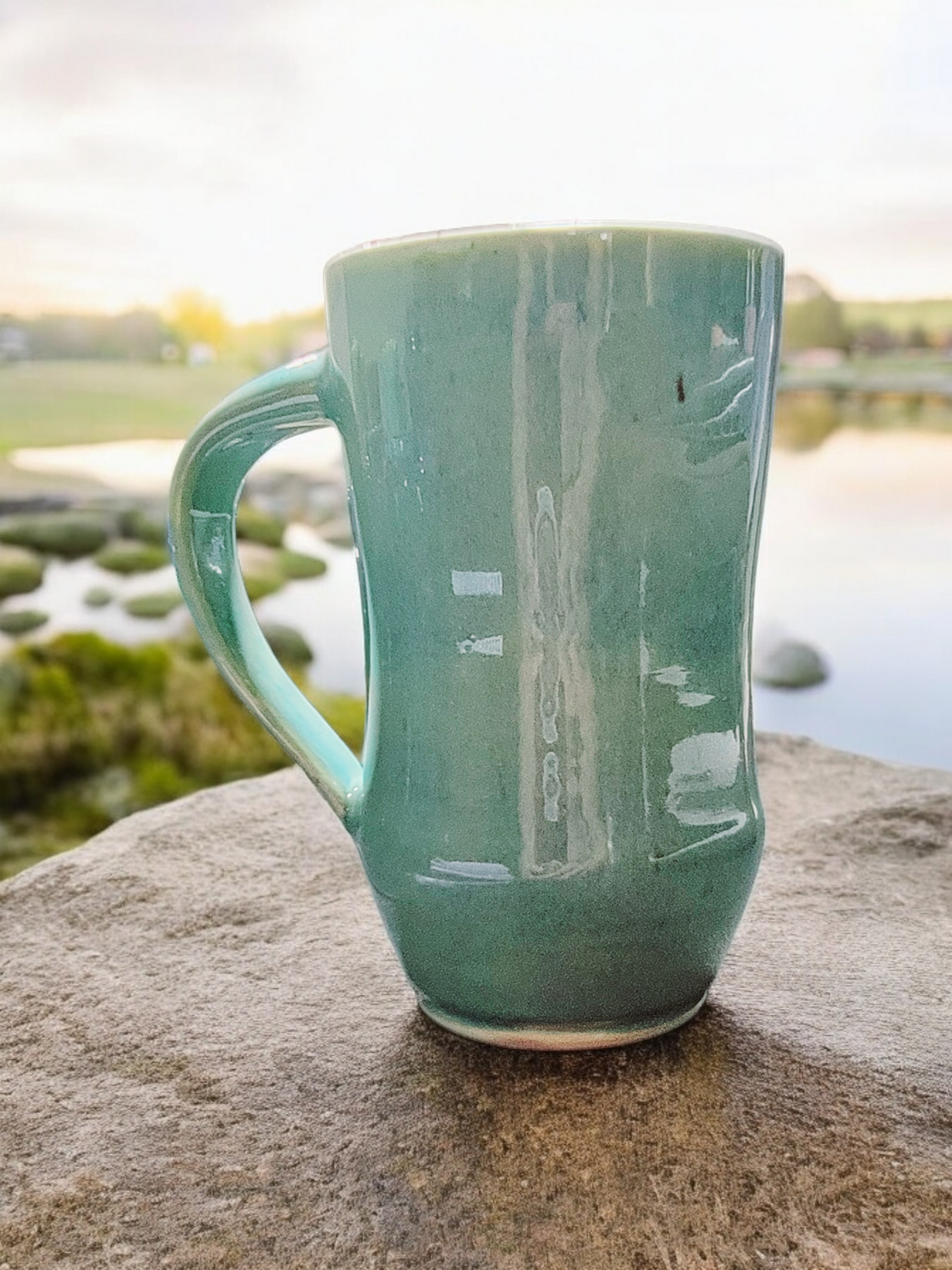 Porcelain Pale Jade and white Mugs