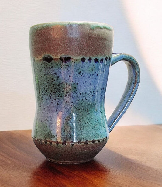 Unique Blue Float and Leather Glazed Cup/Mug