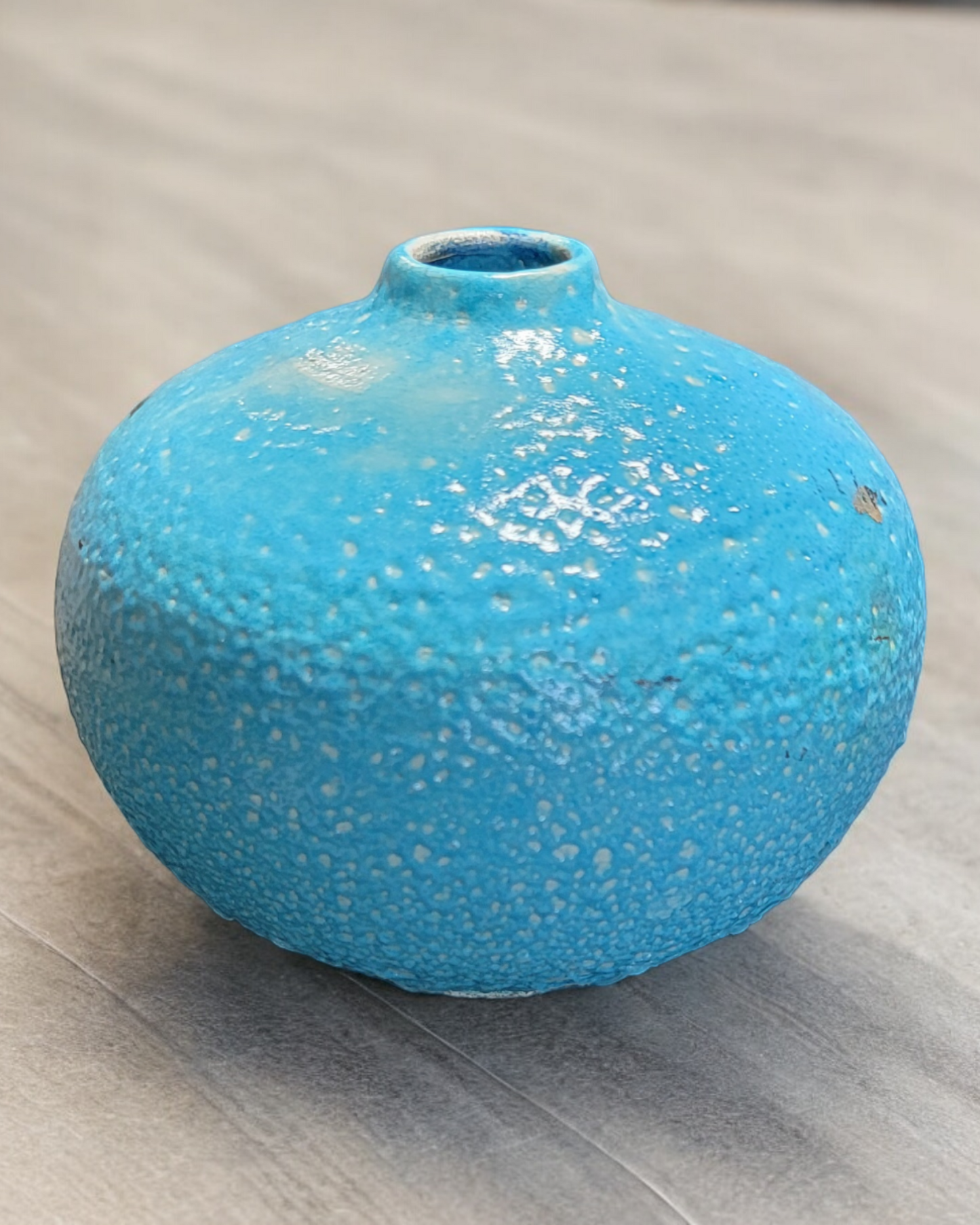 Raku Fired Turquoise Vessel