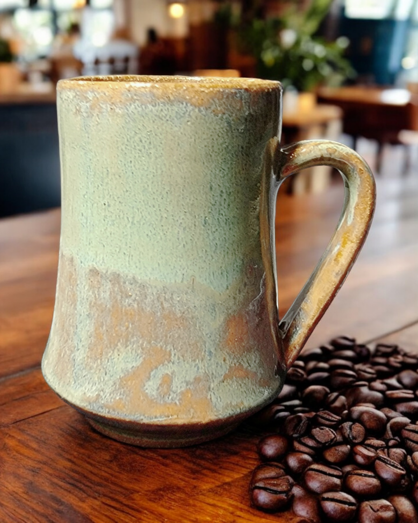 Small Pistachio Green and Amber Mugs