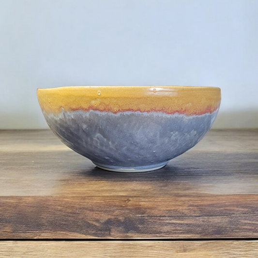 Large Blue and Gold Serving or Fruit Bowl