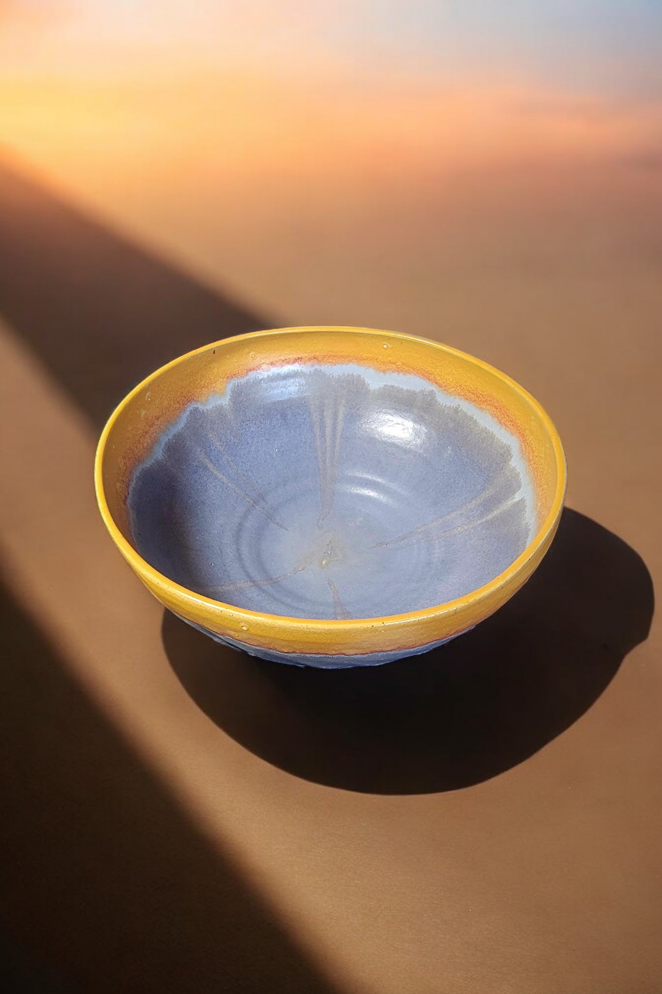 Large Blue and Gold Serving or Fruit Bowl