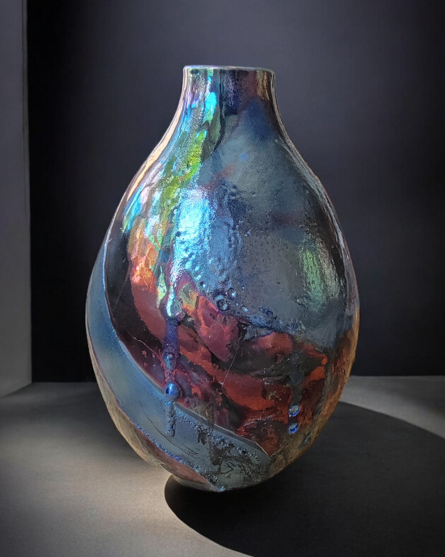 Medium Oval shaped Raku Vase