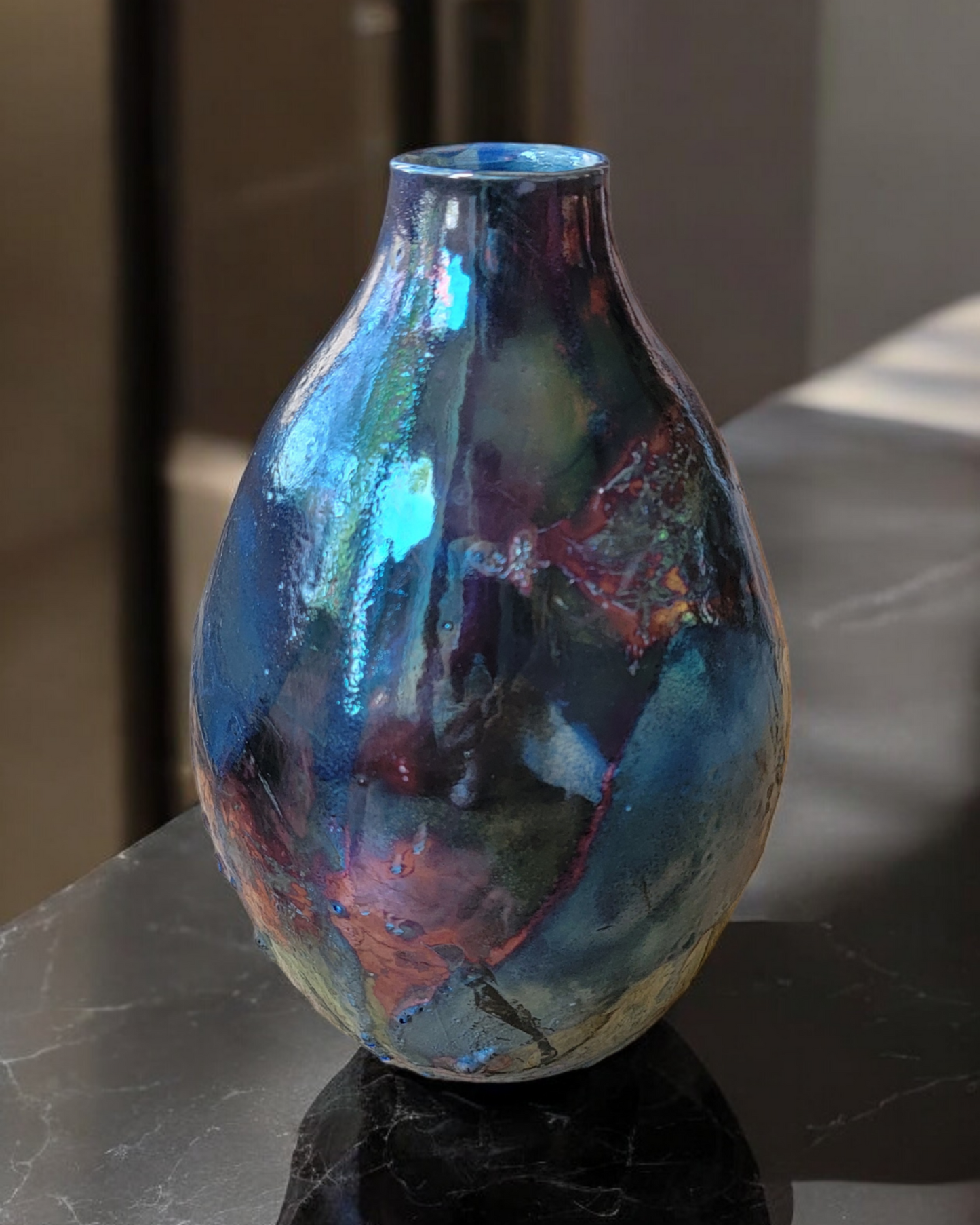 Medium Oval shaped Raku Vase