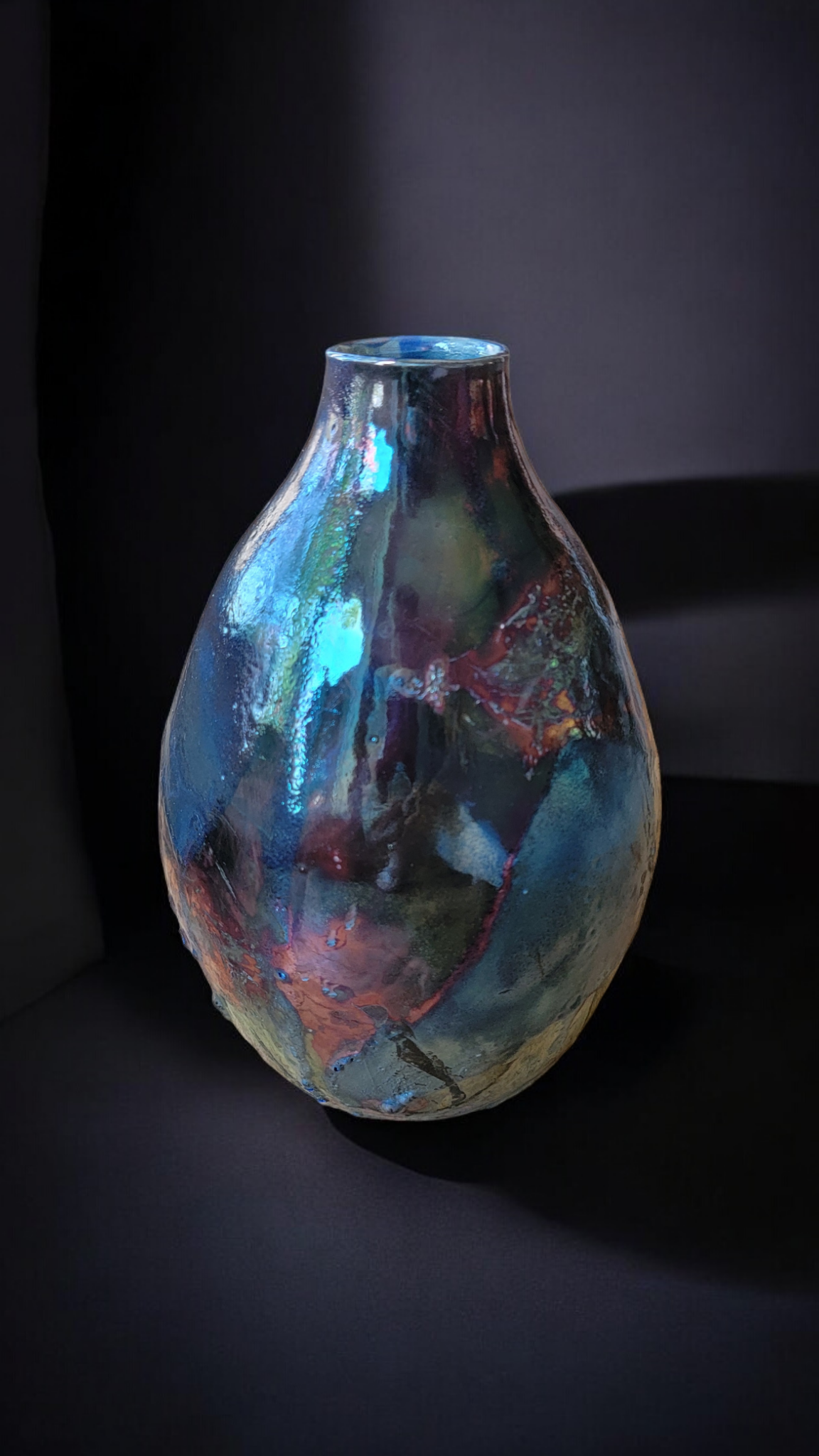 Medium Oval shaped Raku Vase