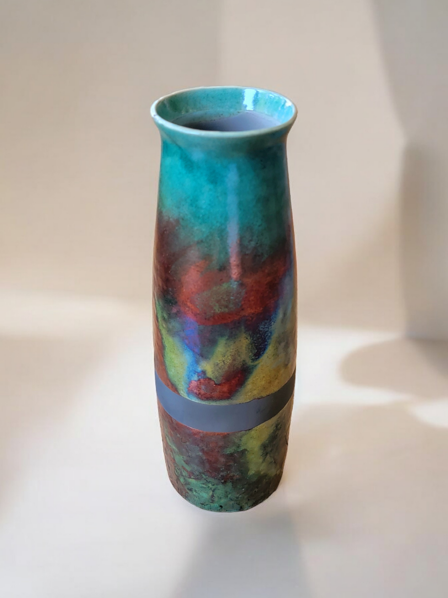 Tall Narrow Raku Vase