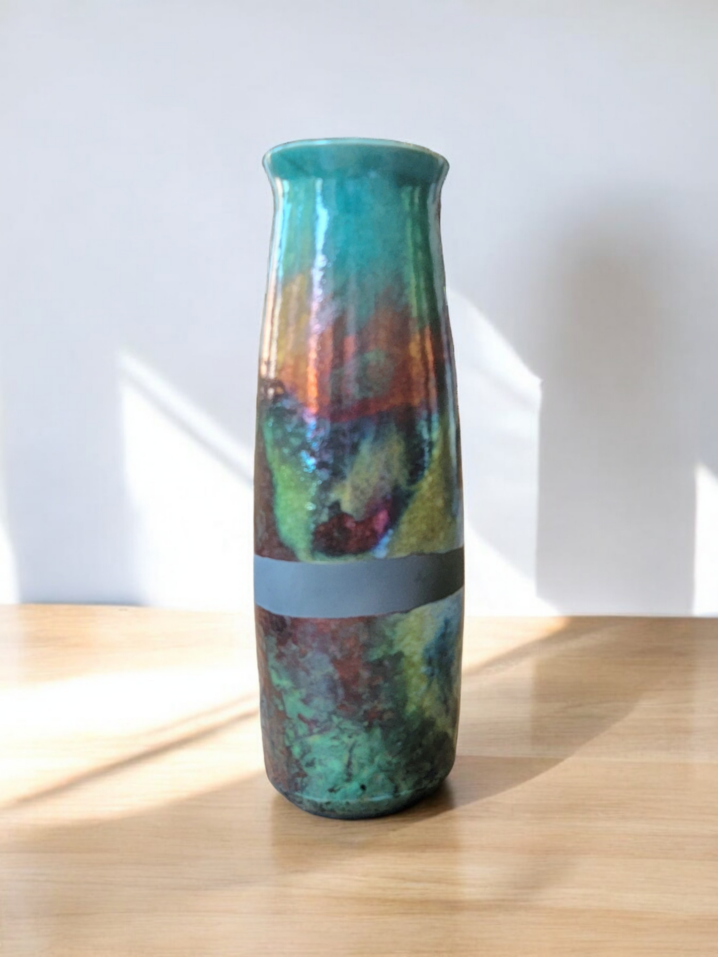 Tall Narrow Raku Vase