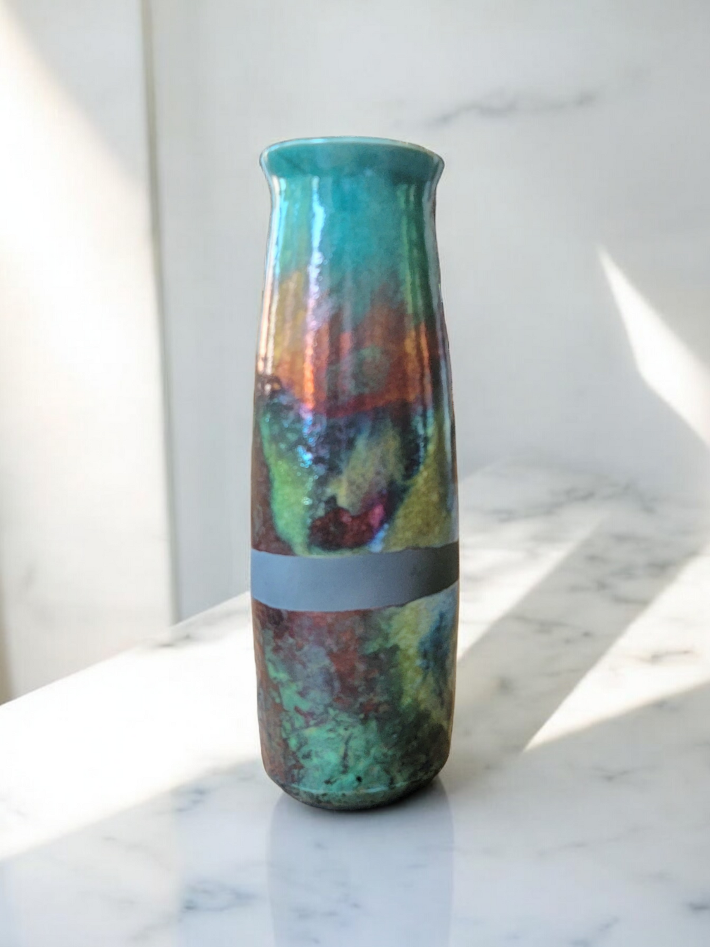 Tall Narrow Raku Vase